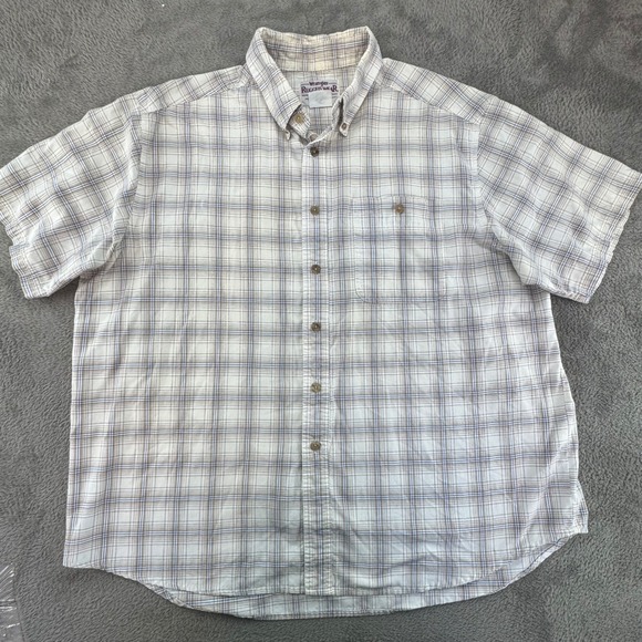 Wrangler Rugged Wear Plaid Short Sleeve Button Up Shirt Men - Picture 2 of 7